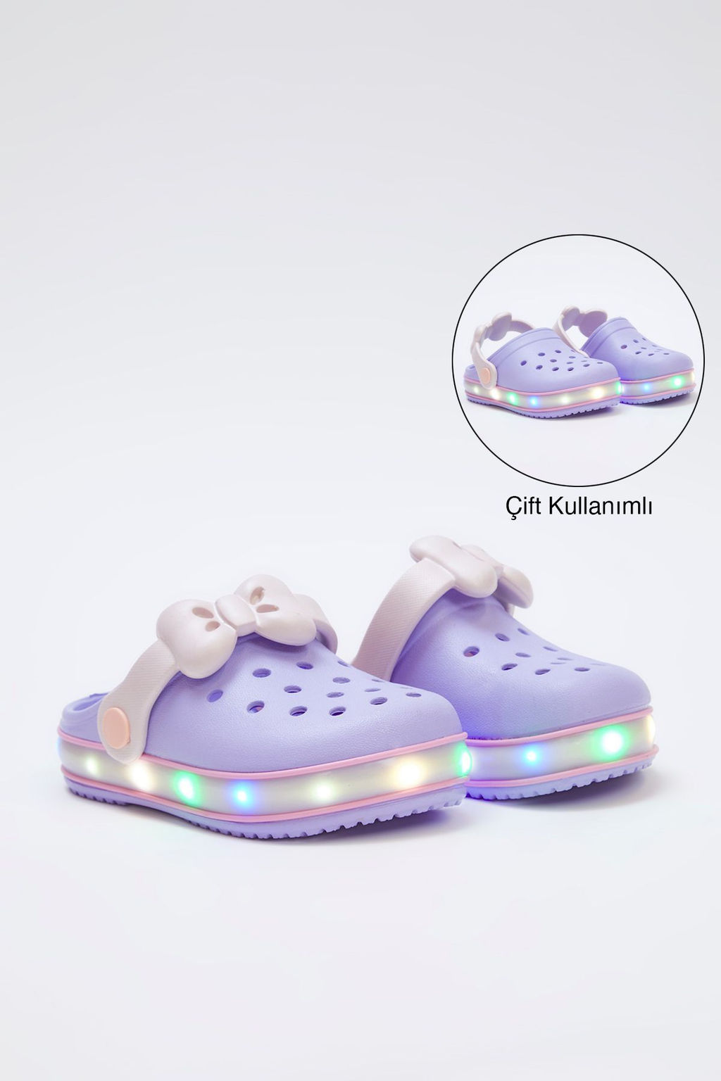 Lila Is?kl? Fiyonklu Detayl? Hafif Taban Kucuk K?z Cocuk Kids Eva Sandalet Terlik TAKSS25SD00045