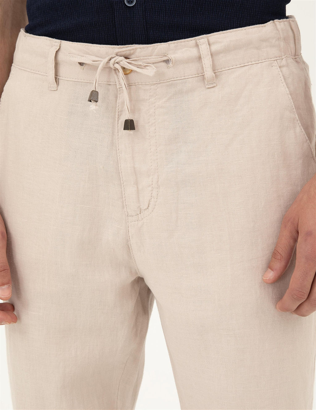 Bej Carrot Fit Keten Kanvas Pantolon - Pierre cardin фото 5