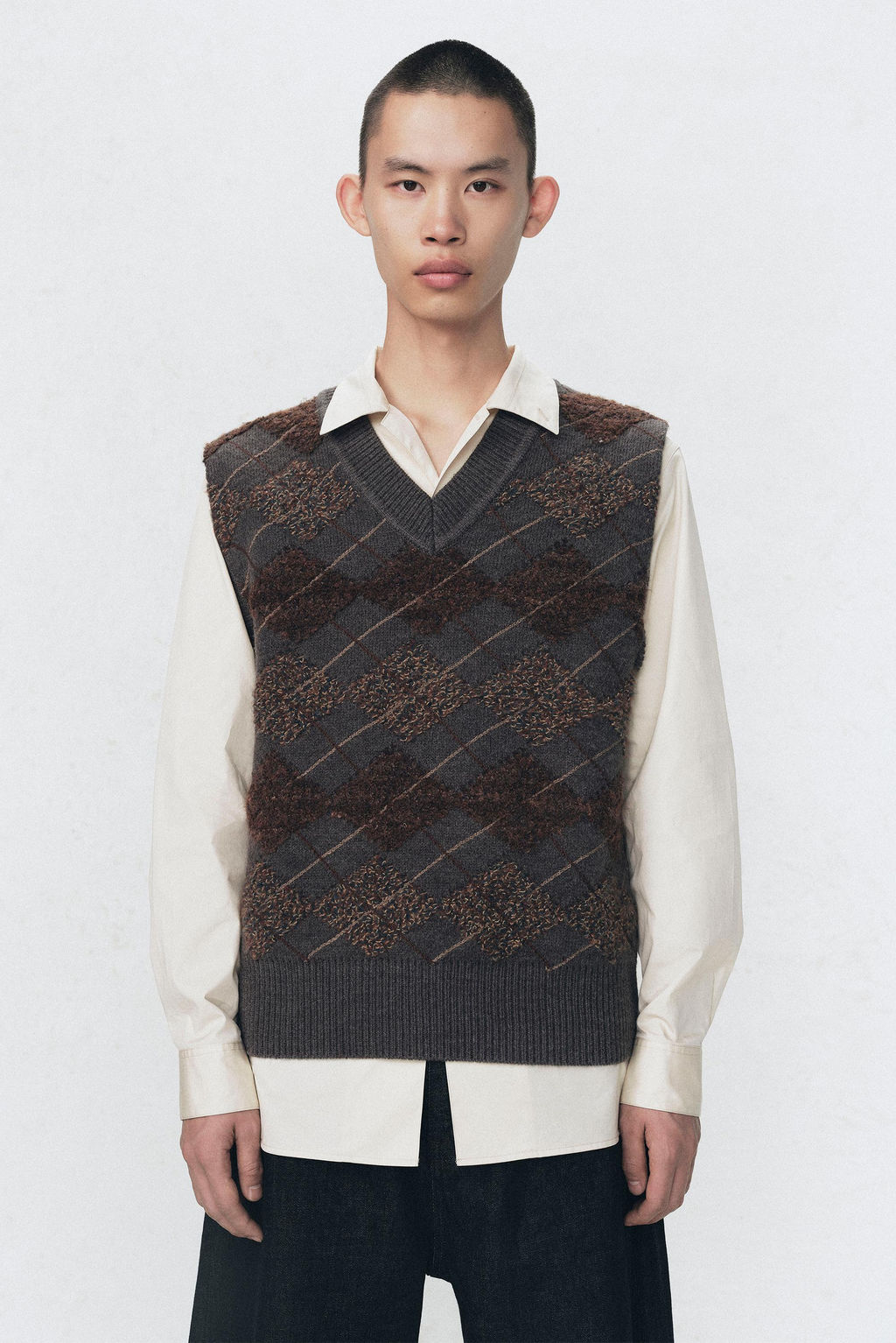 CHALECO PUNTO ROMBOS TEXTURA SOSHIOTSUKI X ZARA / Gris antracita  фото 2