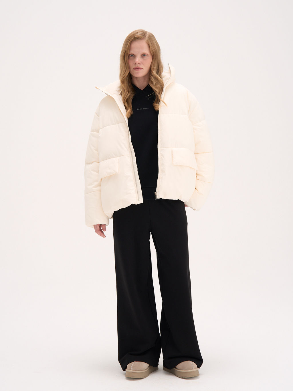 Пуховик стеганый "Молочный" женский