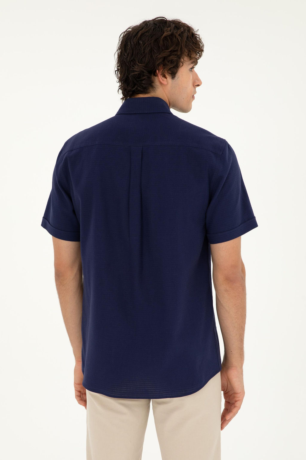 U. S. Polo Assn / Мужская темно-синяя рубашка с коротким рукавом - U.s. polo assn фото 5