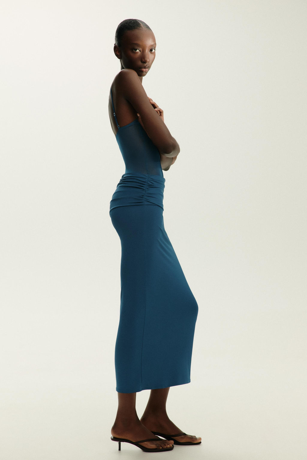 LONG CONTRAST TULLE DRESS - Zara фото 4