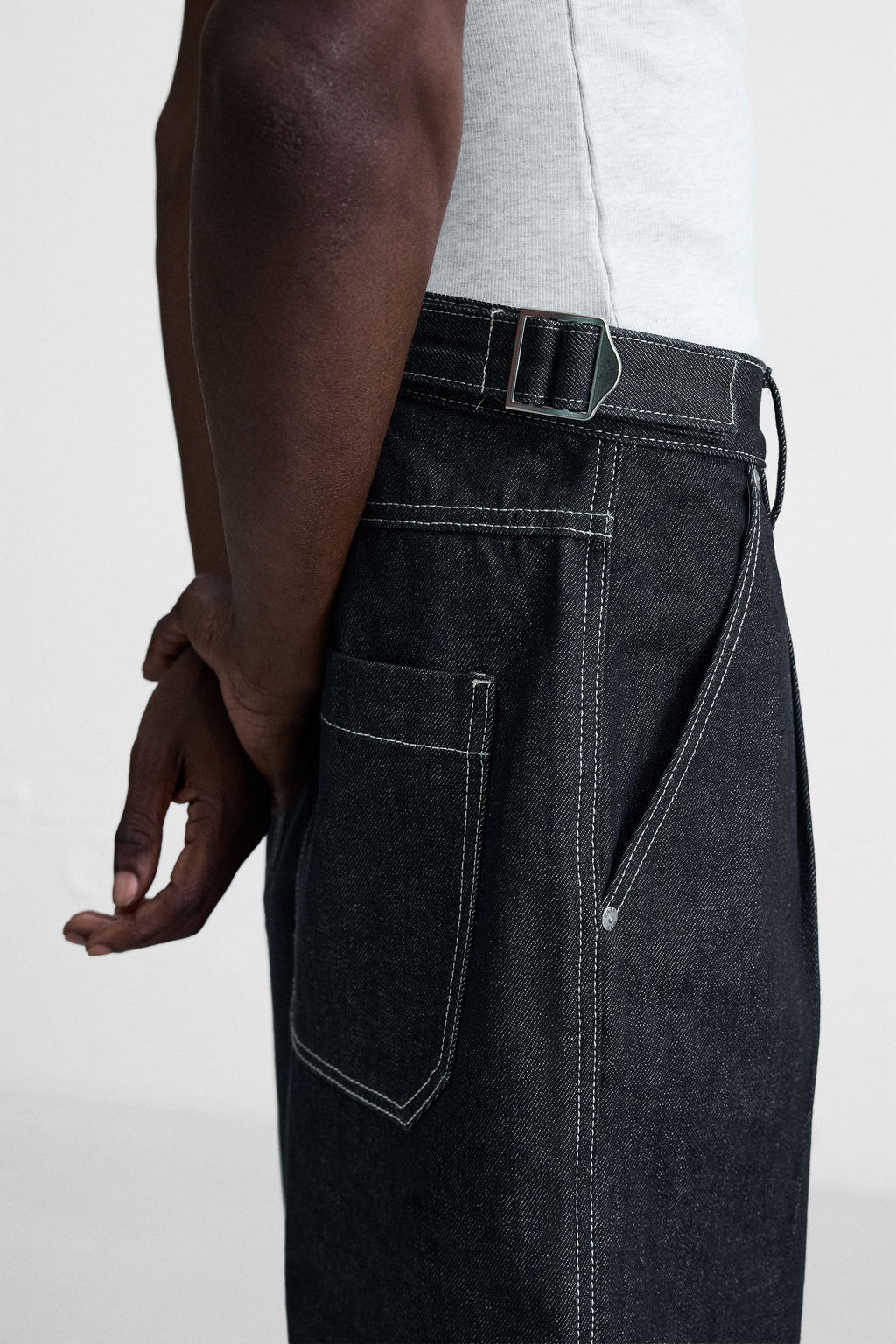 BELTED BAGGY FIT DENIM BERMUDA SHORTS - Zara фото 16