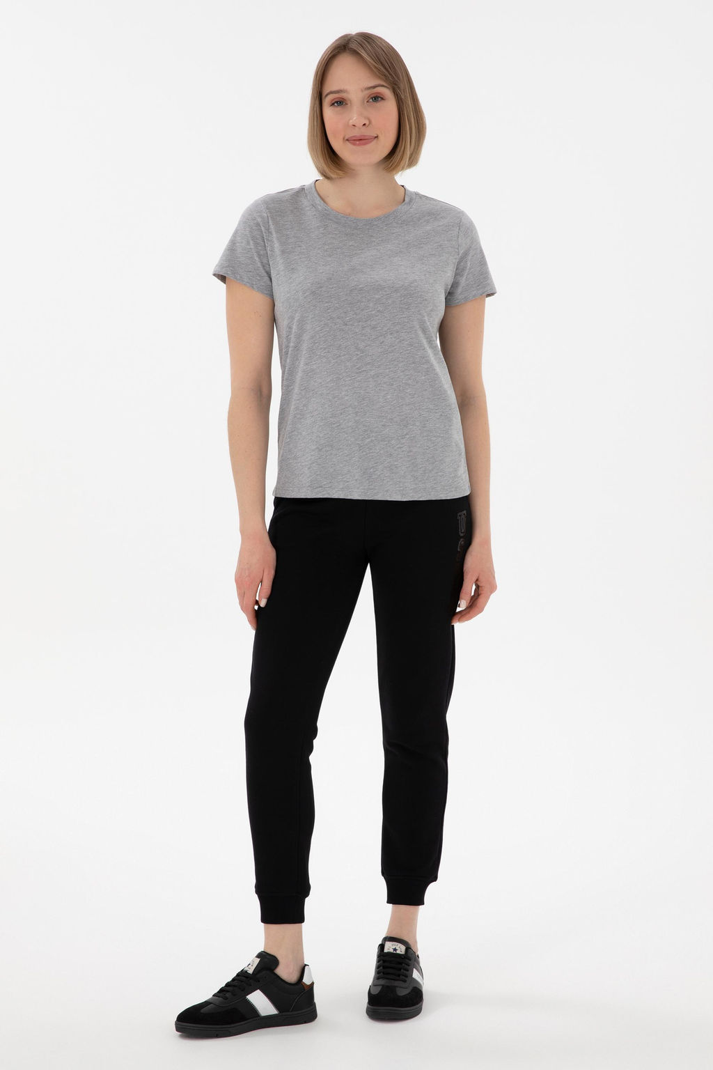 Kad_n Gri Melanj Basic Ti__rt Sepette S_rpriz _ndirim - U.s. polo assn фото 4