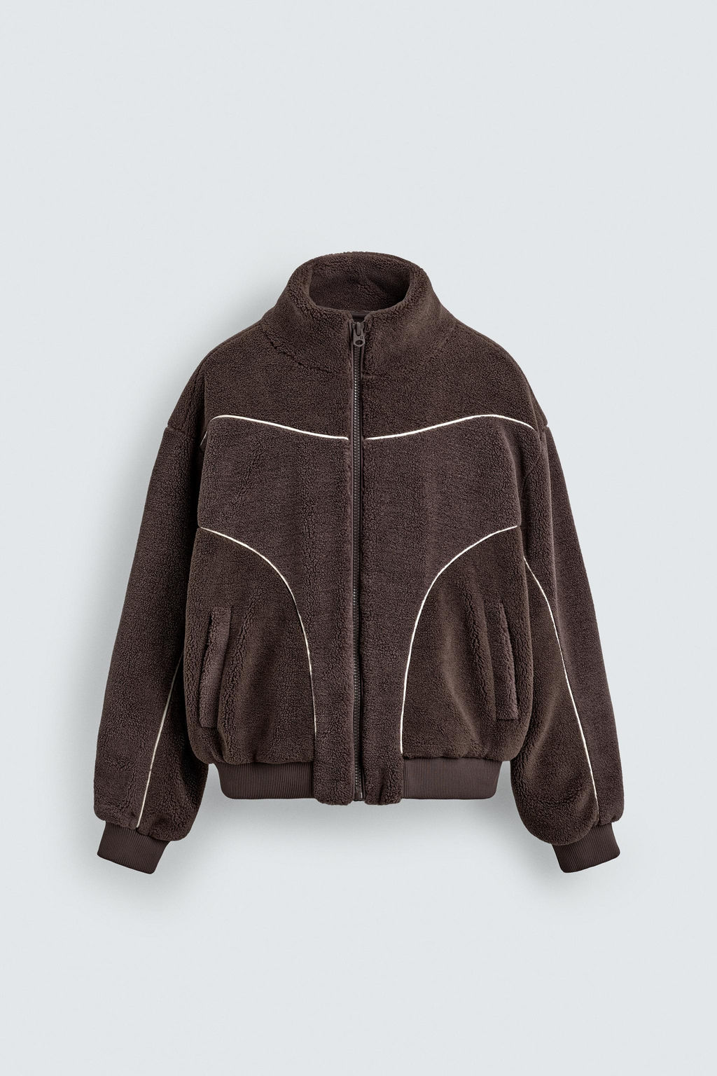 CONTRAST FAUX SHEARLING JACKET - Zara фото 7