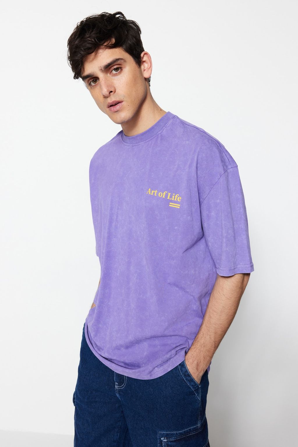 TRENDYOL MAN Antrasit Oversize/Genis Kesim Soluk Efektli Yaz? Bask?l? %100 Pamuklu T-Shirt TMNSS23TS00166 - Trendyolmilla фото 16