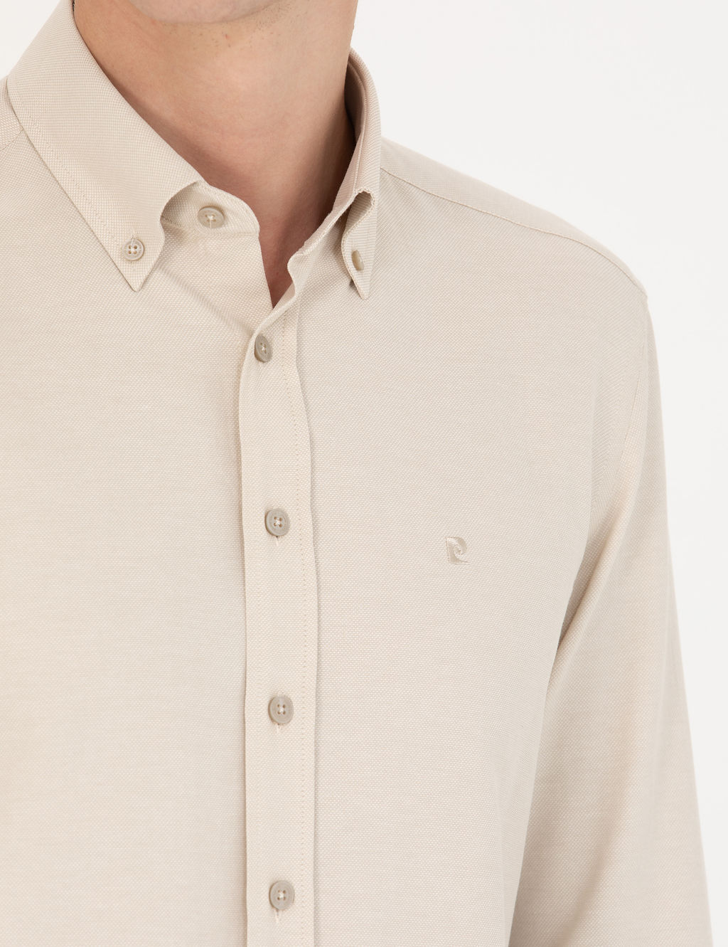Bej Slim Fit Uzun Kollu G_mlek