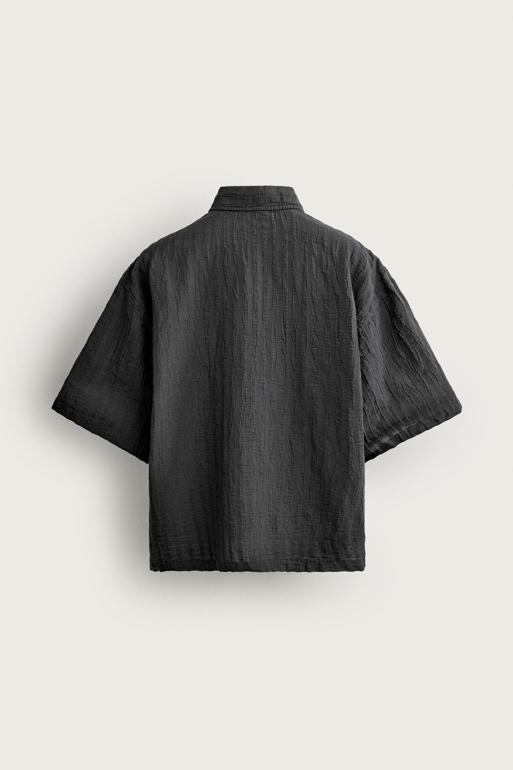 CAMISA BOXY FIT JACQUARD RAYAS / Gris antracita - Zara фото 9