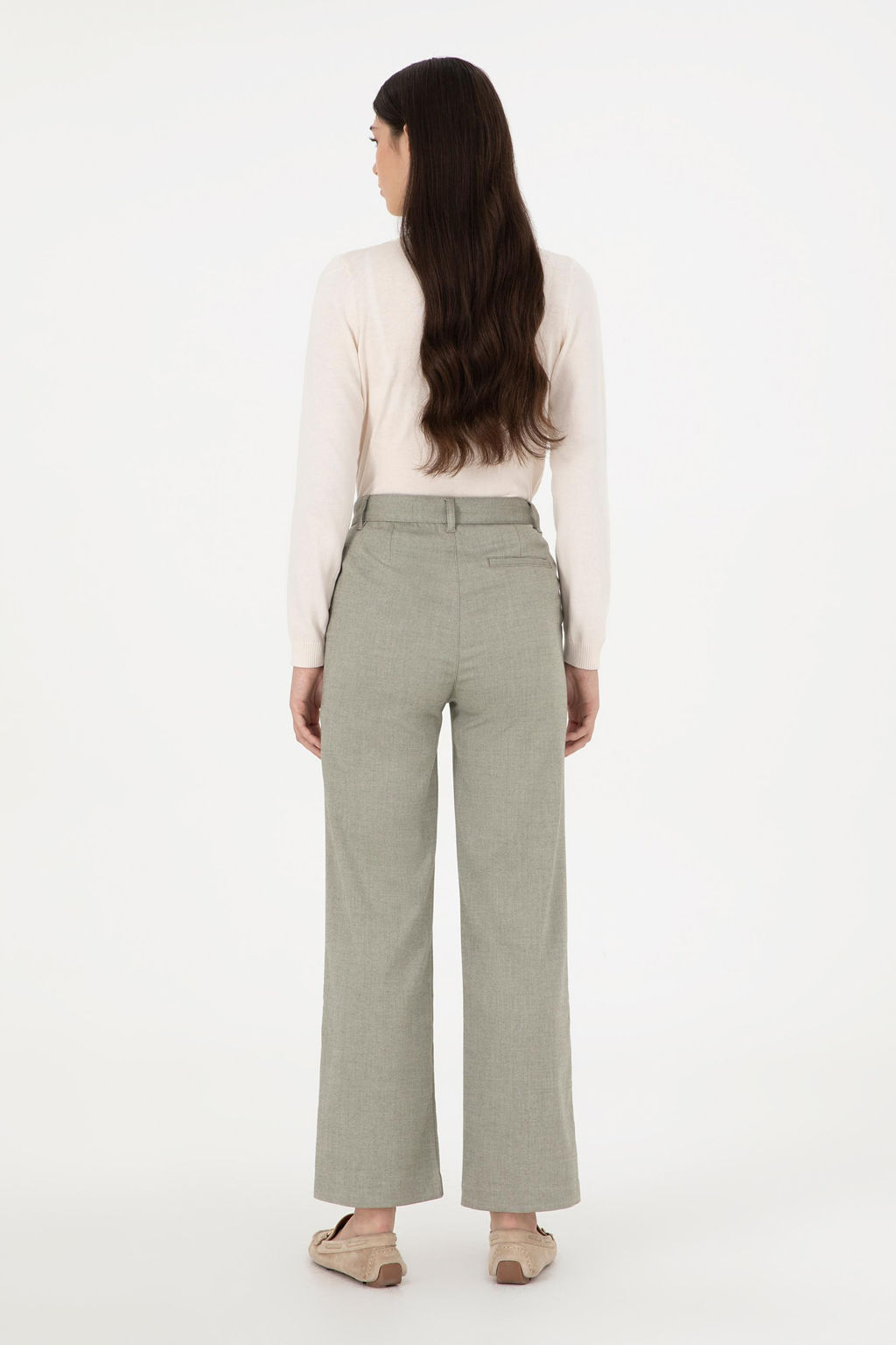 Kad_n Haki Straight Fit Kanvas Pantolon