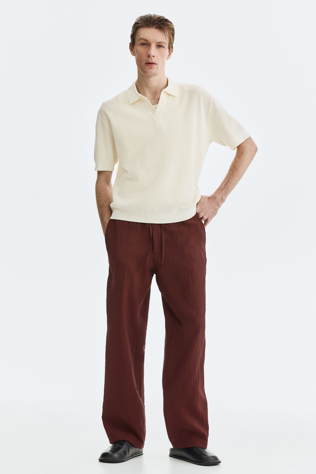 Polo en punto trenzado Regular Fit - H&m фото 4