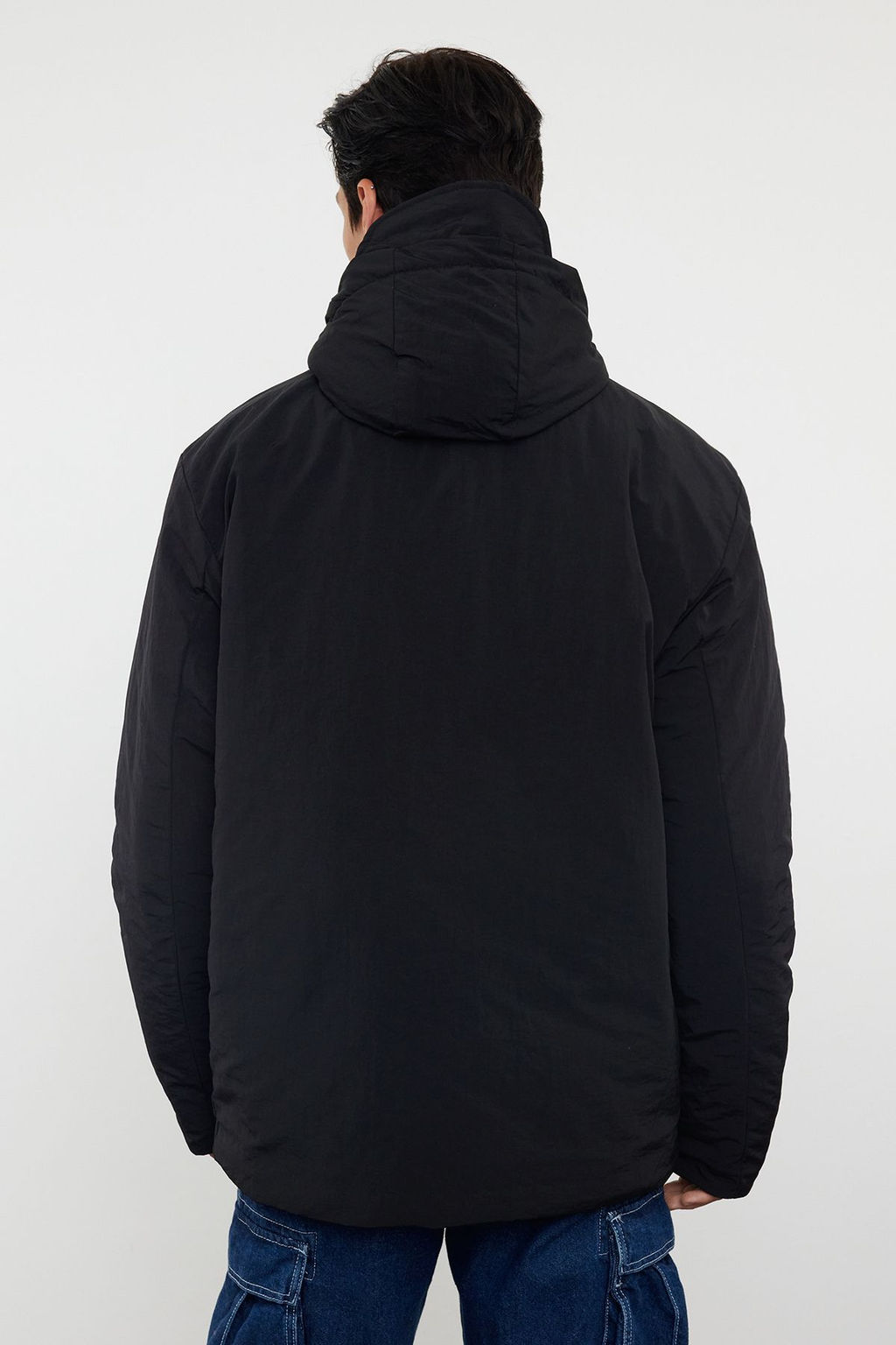 TRENDYOL MAN Erkek Siyah Regular Fit Taslan K?sl?k Parka Mont TMNAW25MO00008 - Trendyolmilla фото 3