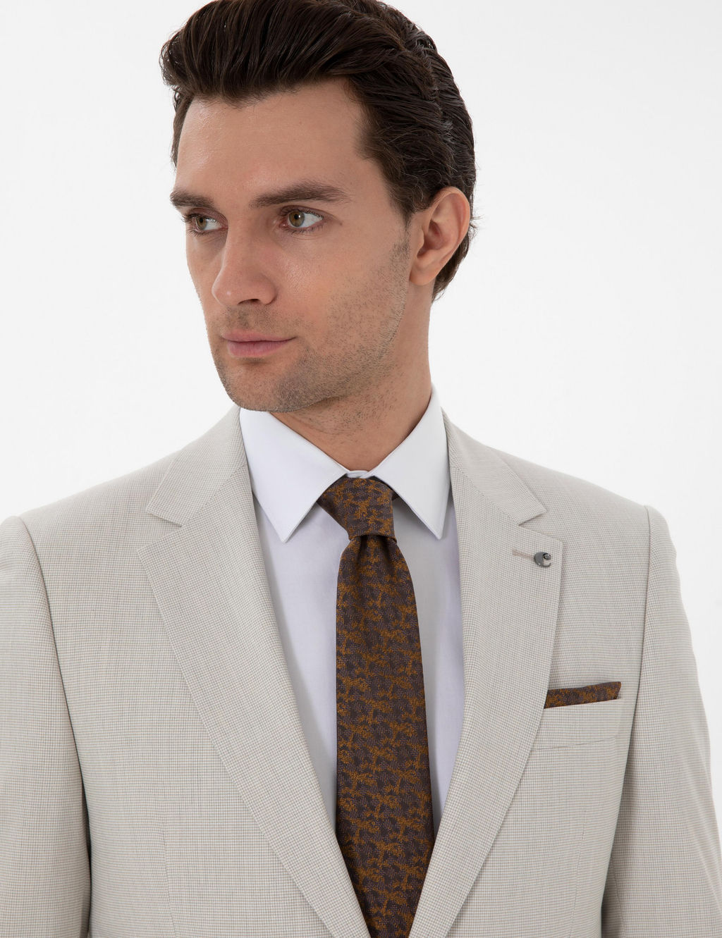 Bej Slim Fit Tak_m Elbise - Cacharel фото 2