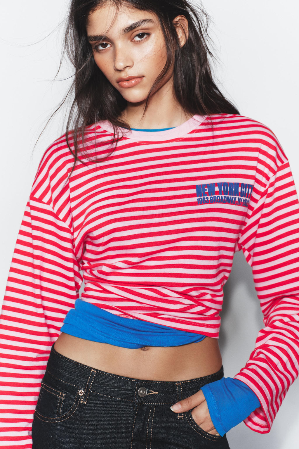 STRIPED T-SHIRT WITH SLOGAN - Zara фото 11