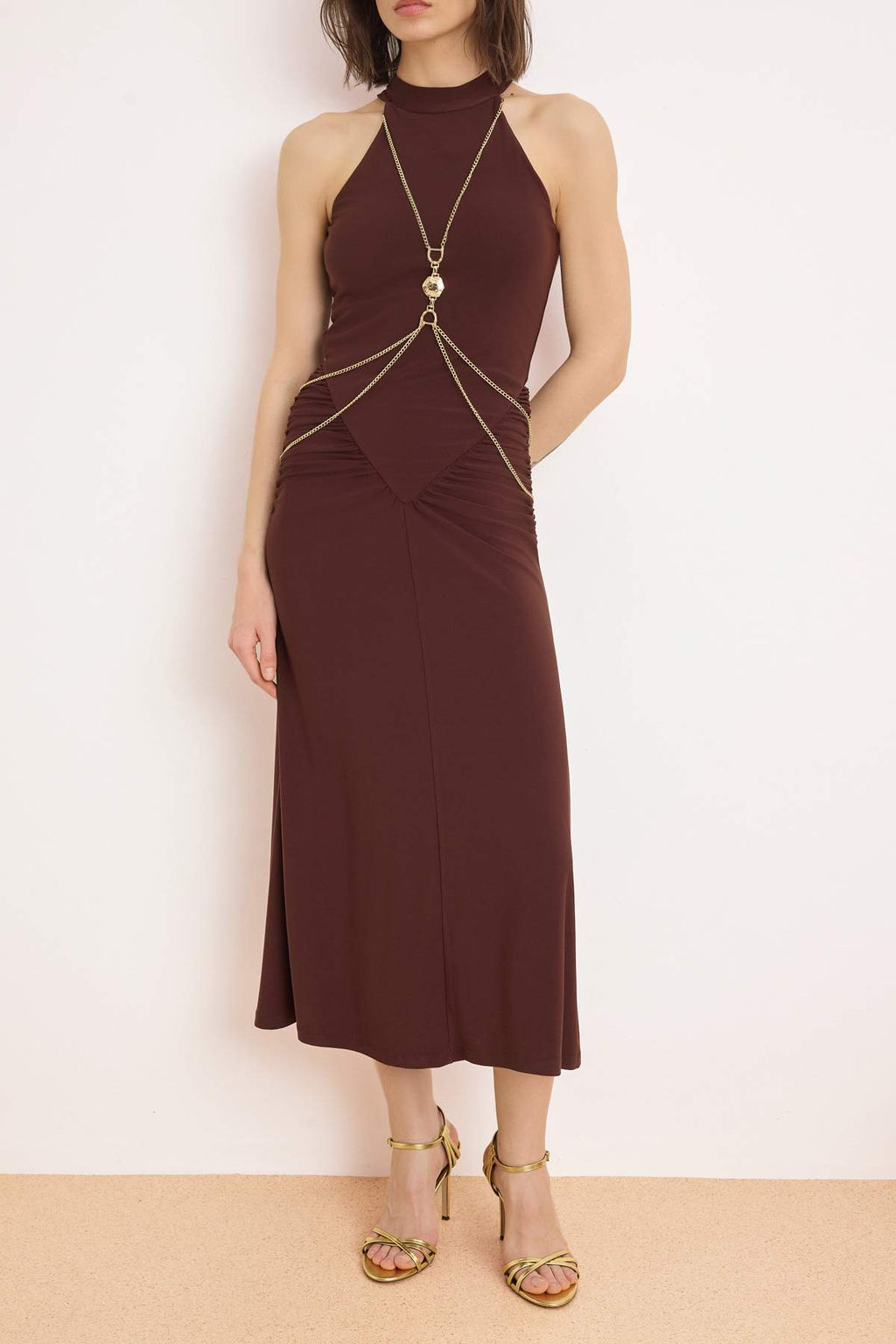 Kahverengi Aksesuar Detayl? Orme S?k/Gece Elbise TPRSS26EL00079