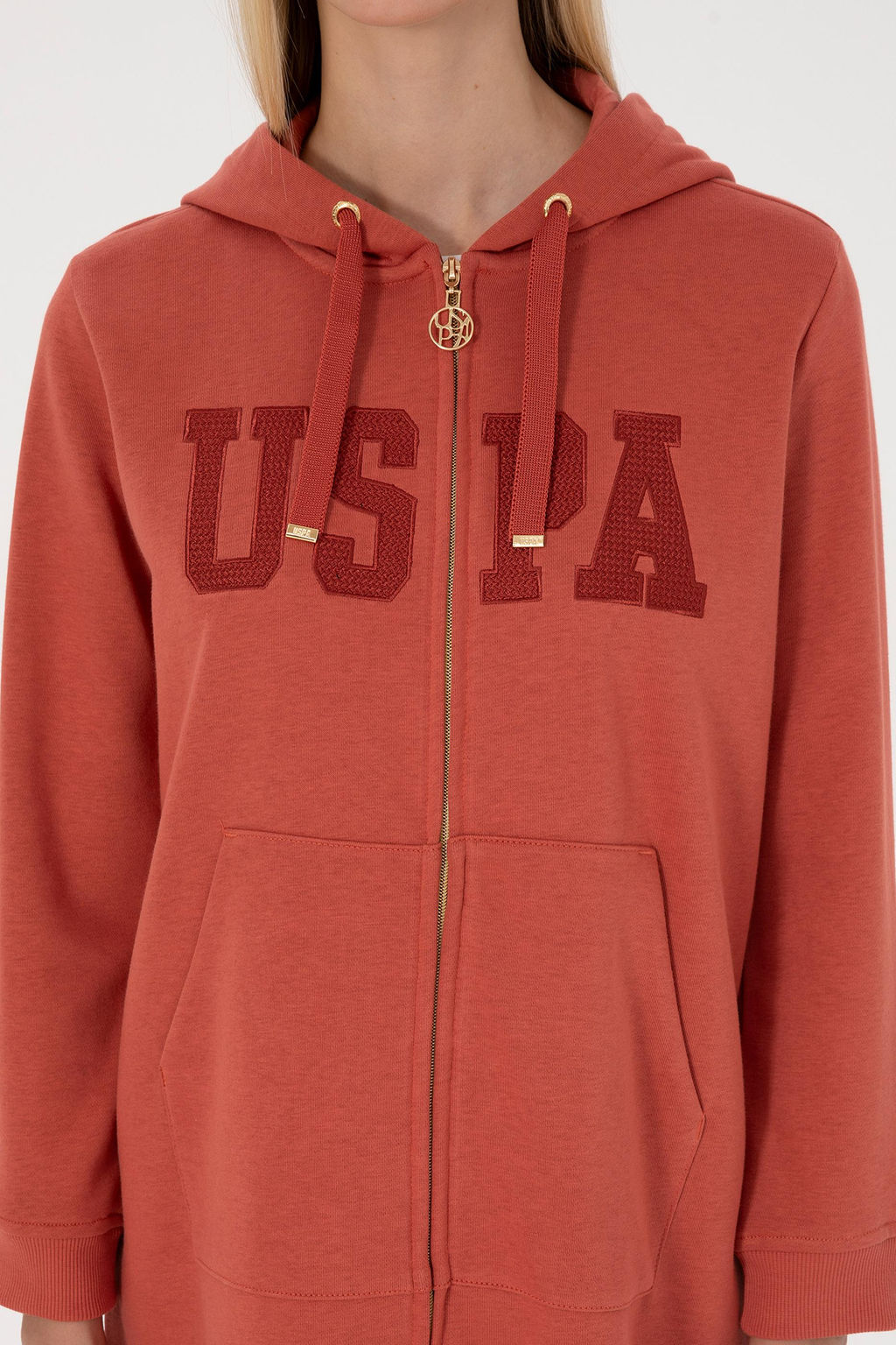 Kad_n Kiremit Uzun Fermuarl_ Kap__onlu Basic Sweatshirt - U.s. polo assn фото 13