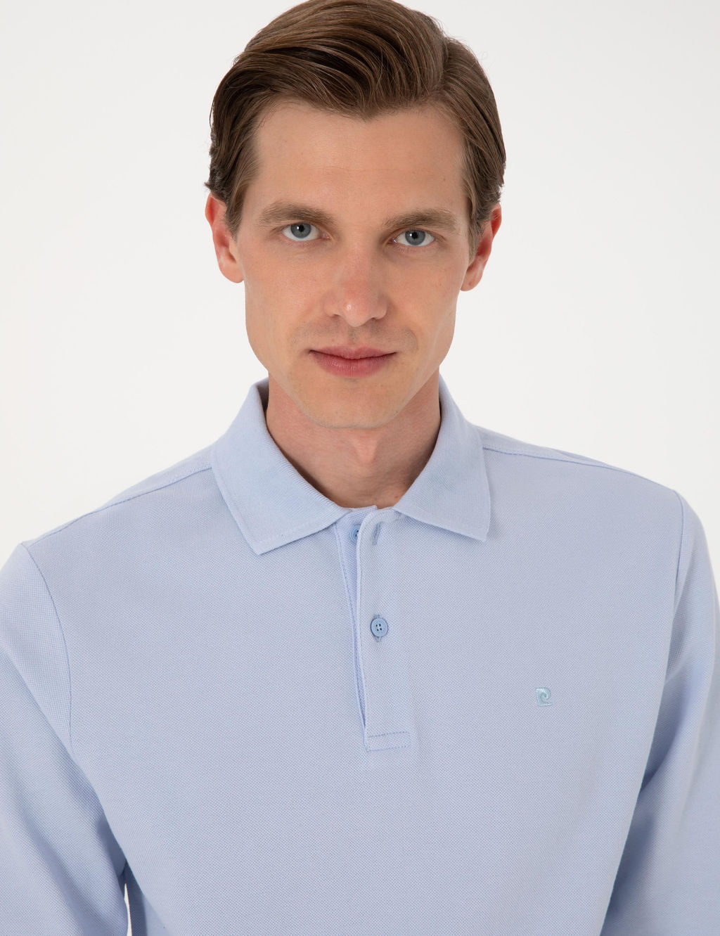 A__k Mavi Slim Fit K_vr_lmaz Polo Yaka Basic Pike Sweatshirt - Pierre cardin фото 2