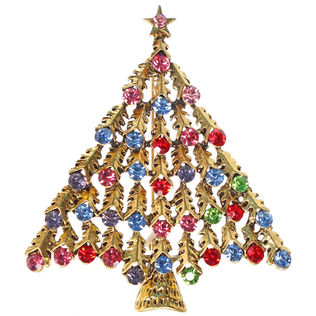 Цена за 3 шт. Брошь "Зимняя сказка - Ёлочка" 7*6,2см