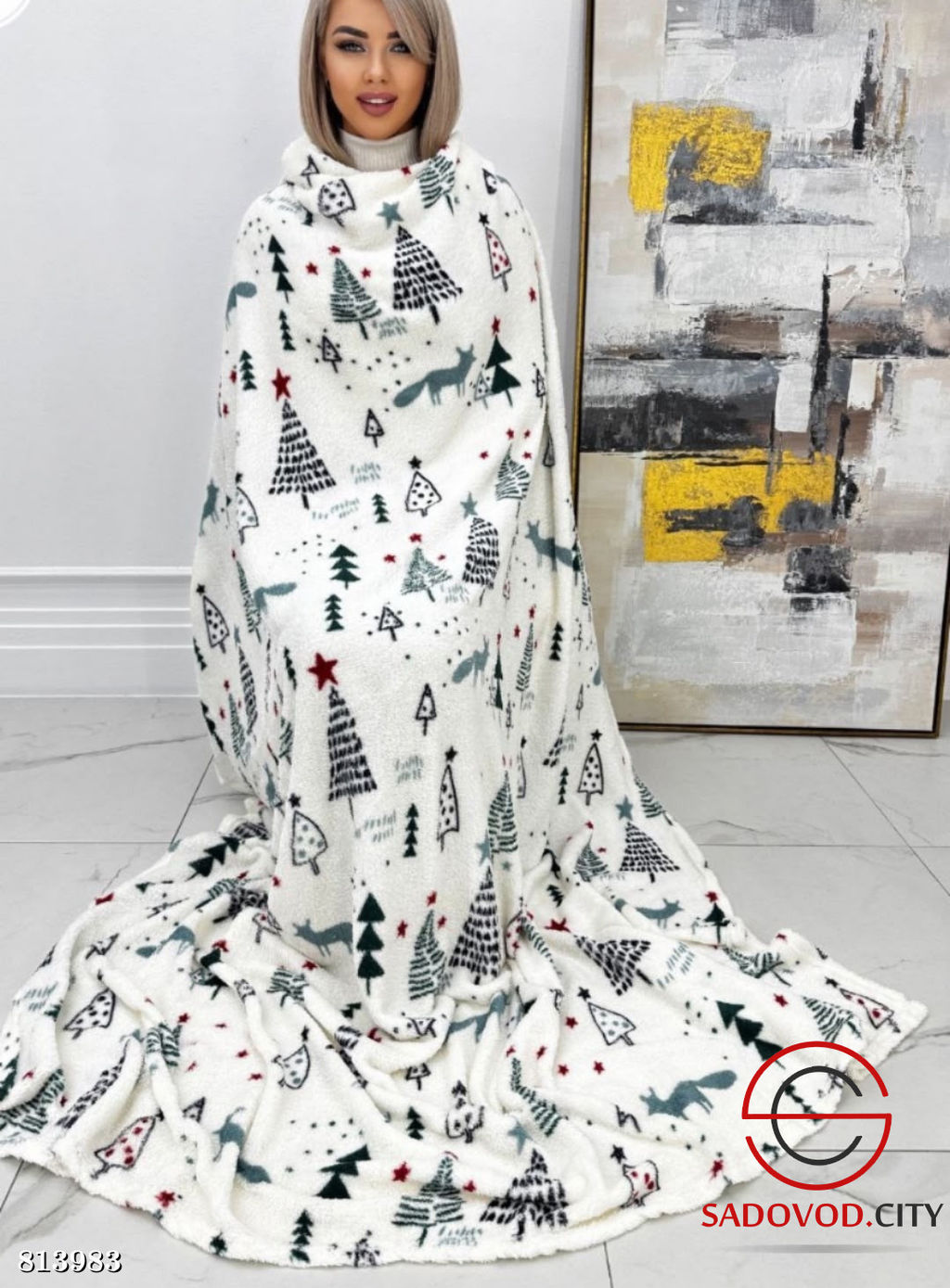 Новогодний плед с рисунком