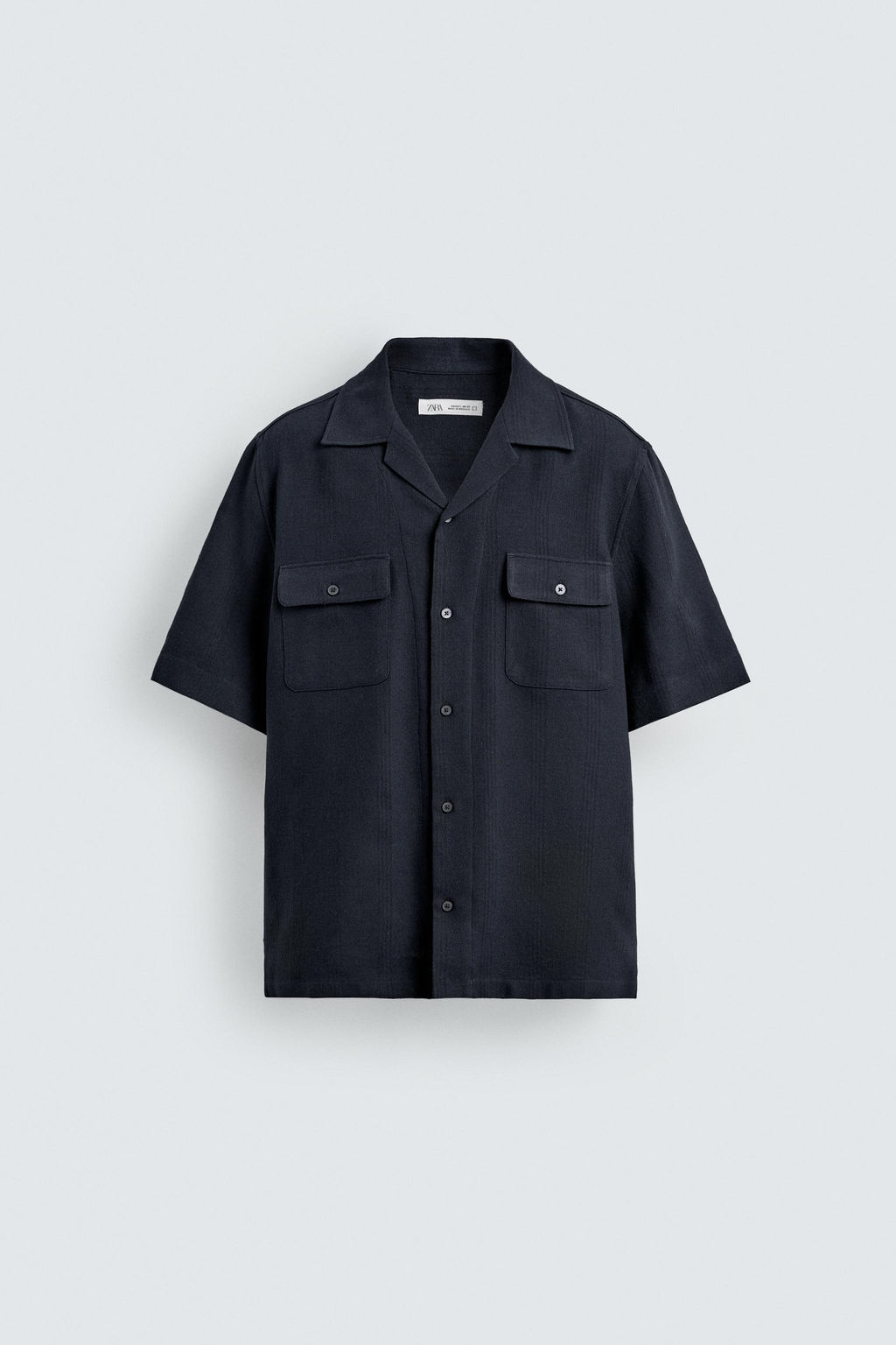 CAMISA JACQUARD RAYAS BOLSILLOS / Marino - Zara фото 7