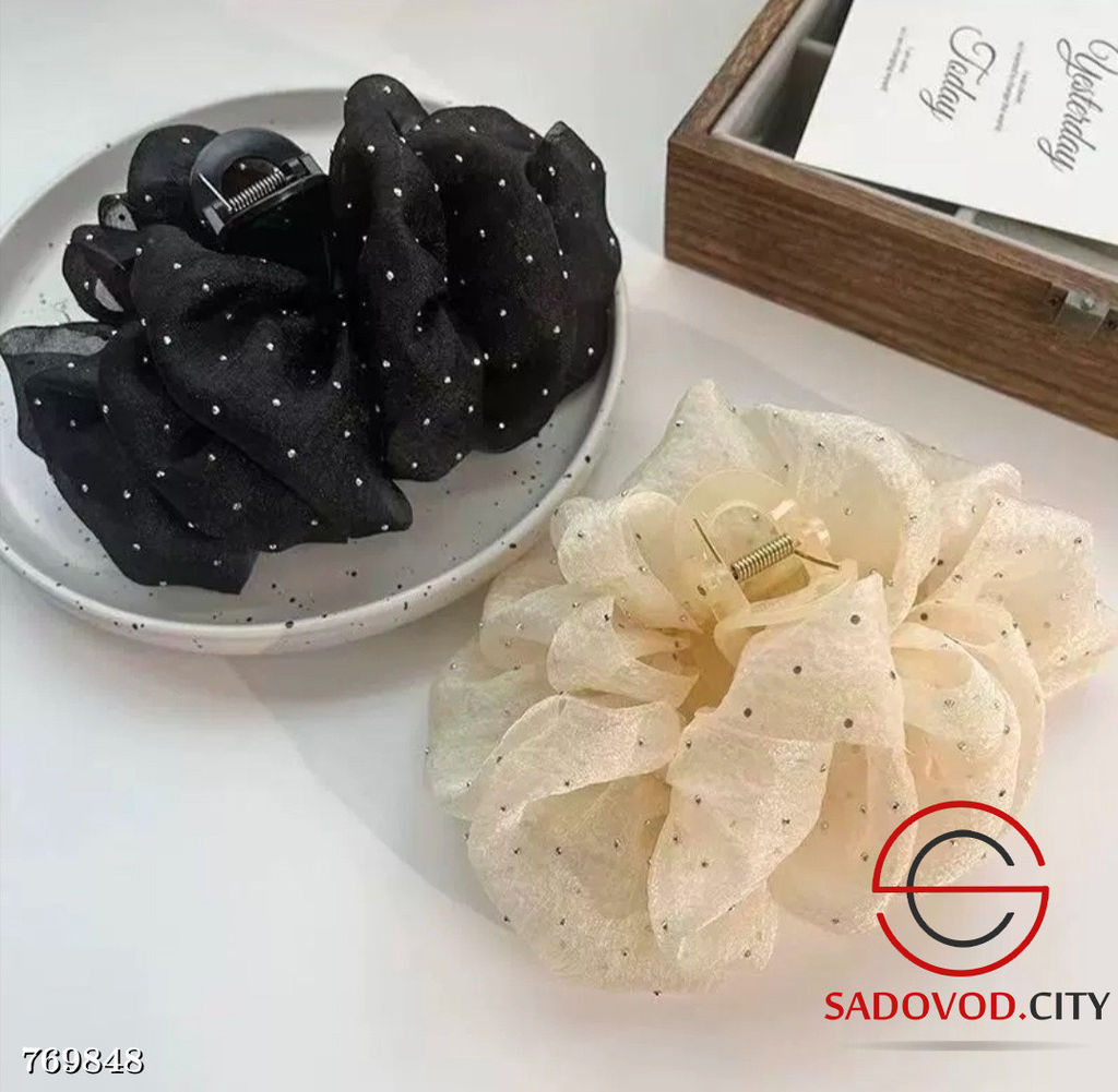 Крабик бант пышный для волос со стразами - Bruno фото 5