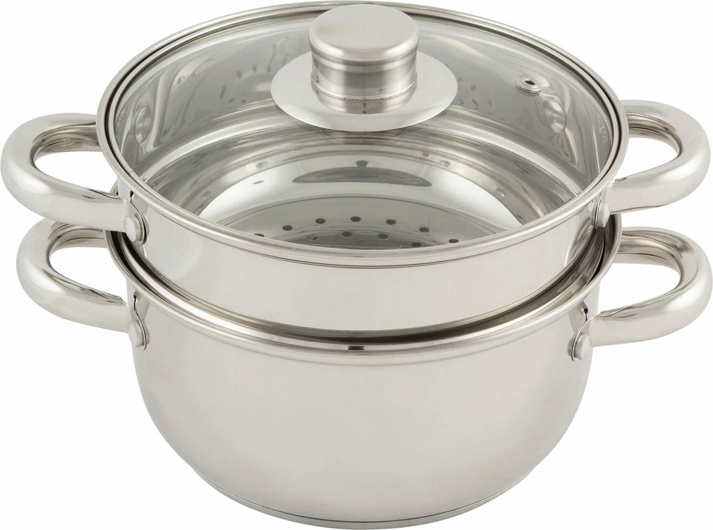 Пароварка 2х-уровневая из нерж стали 2.5л индукция/капс дно MEDIANO арт.008524 /Mallony/  фото 4