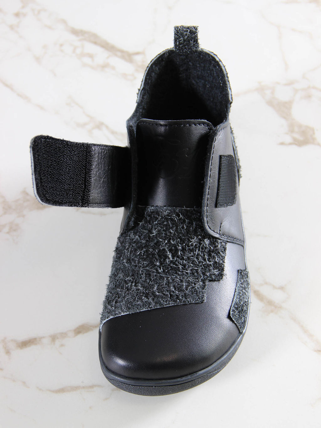 Босоногие ботинки 206.NATAbl.Черная кожа+черный джангл/Мех