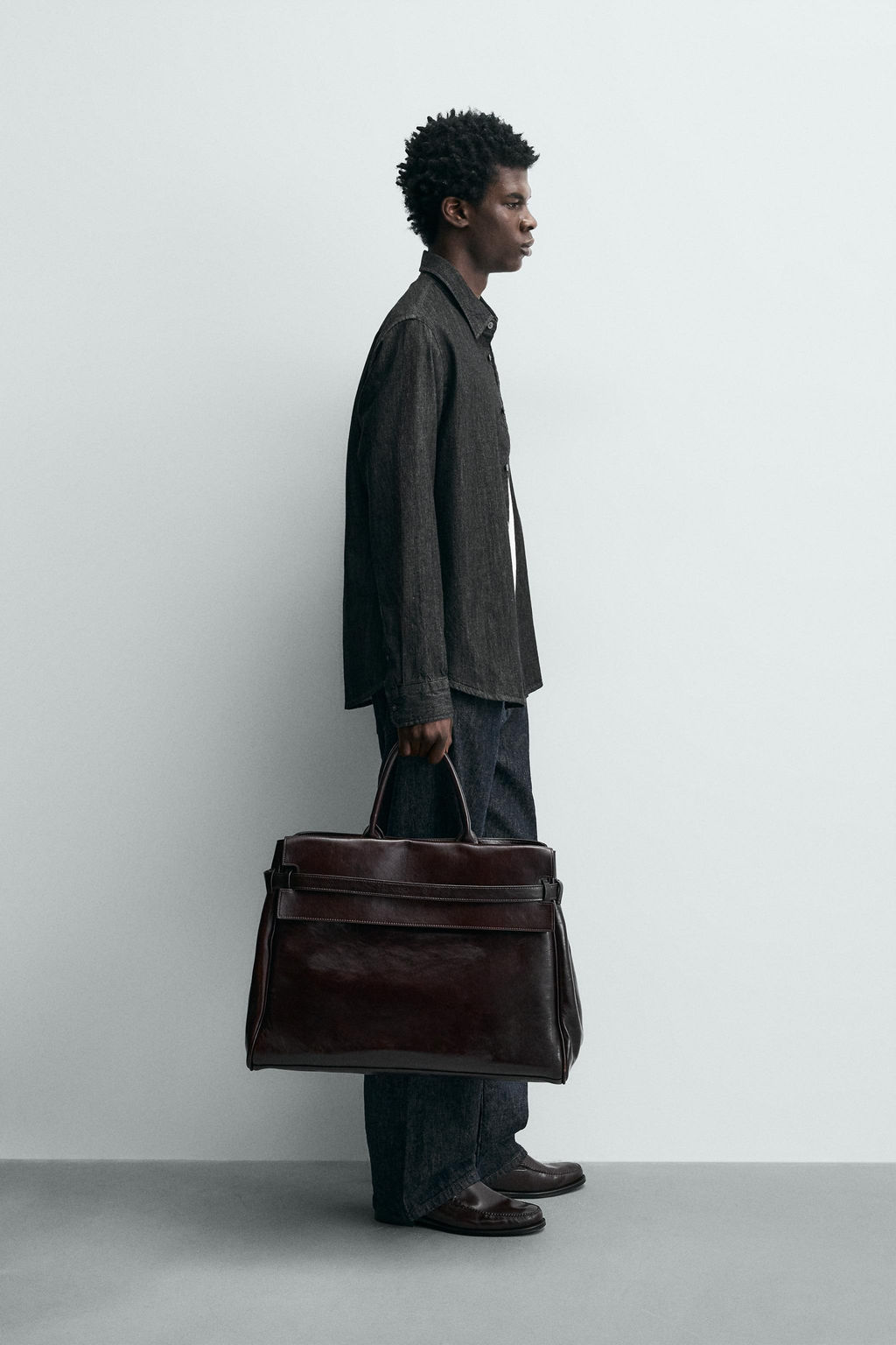 CAMISA RELAXED FIT DENIM / Negro - Zara фото 4