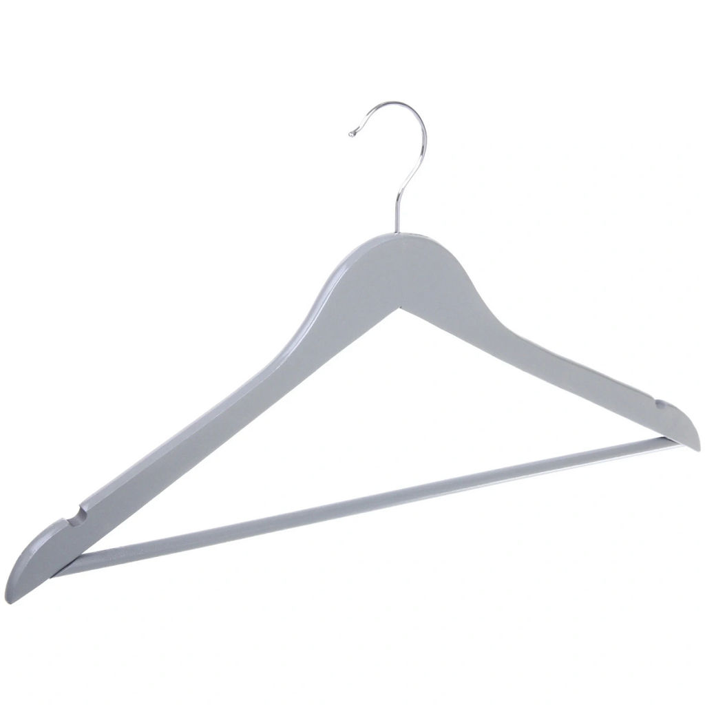 Плечики деревянные с выемками 3шт "ИДЕЯДОМА", цвет серый, 44*22,5см (Селфи)