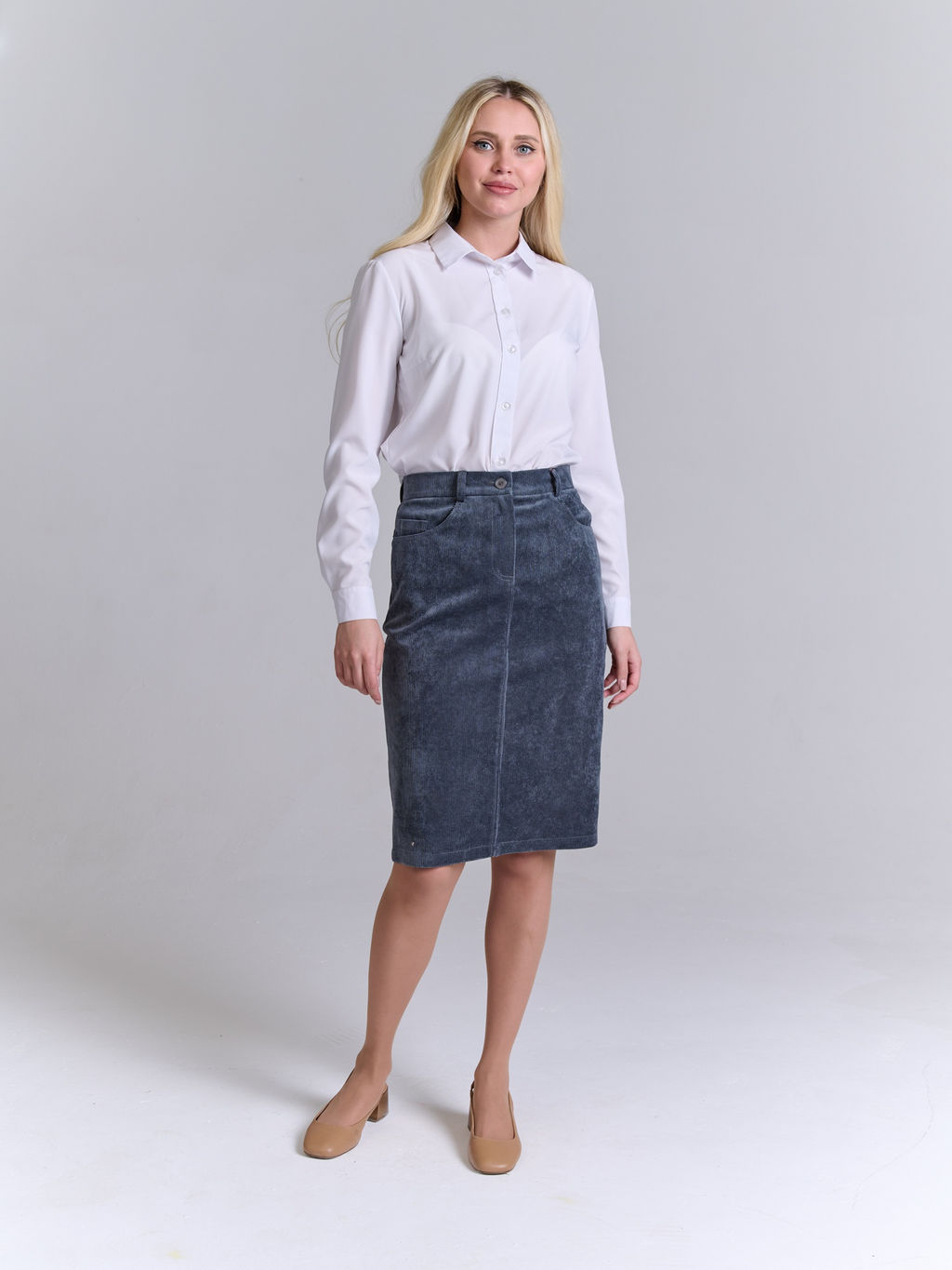 Вельветовая юбка прямого кроя