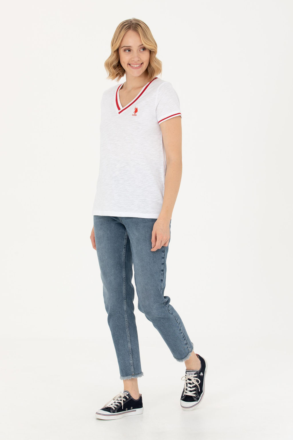 Kad_n Beyaz V Yaka Ti__rt - U.s. polo assn фото 4