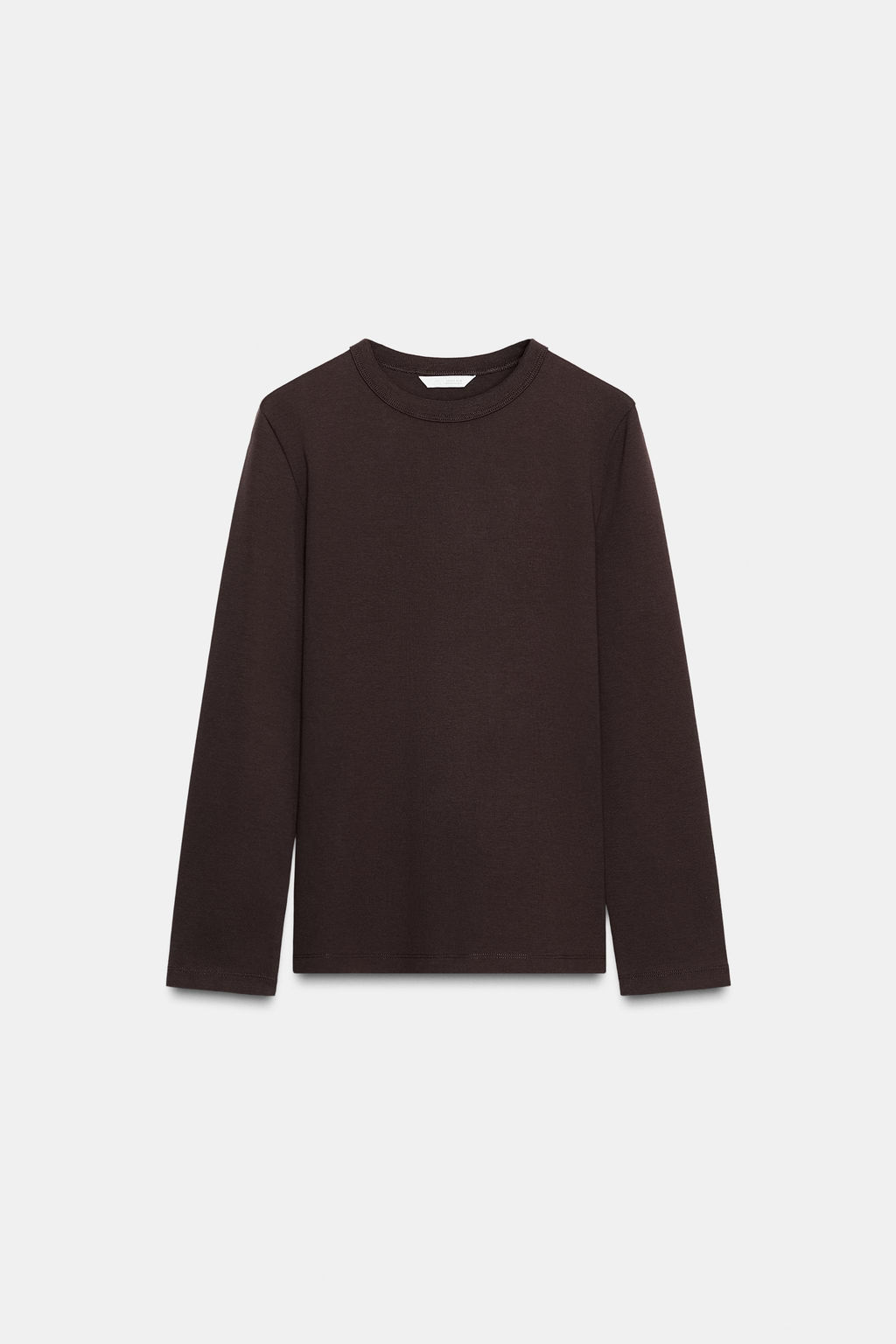 CAMISETA MANGA LARGA INTERLOCK / Chocolate - Zara фото 5