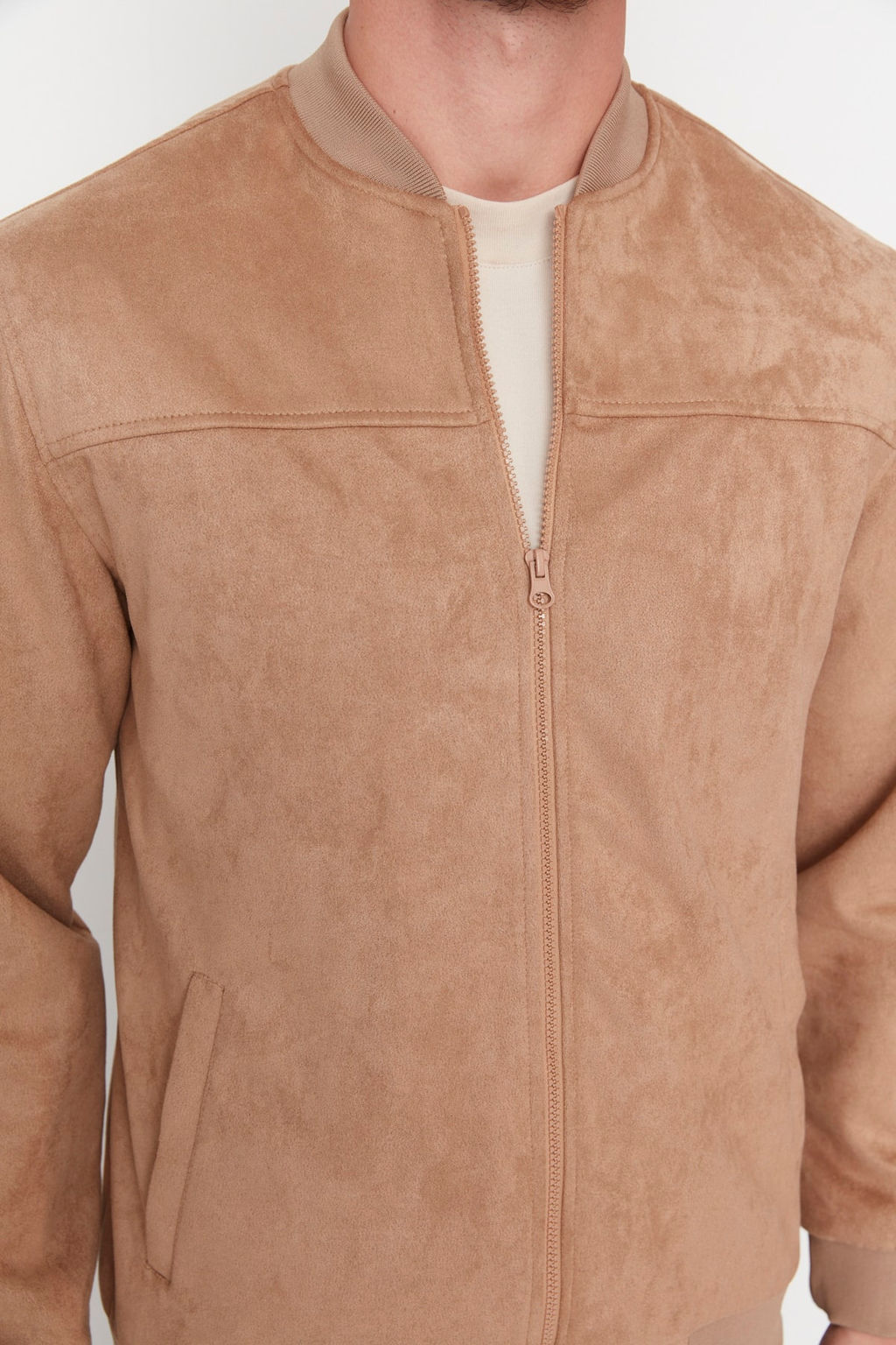 TRENDYOL MAN Camel Regular Fit Fermuarl? Suet Mont TMNAW22MO0123 - Trendyolmilla фото 5