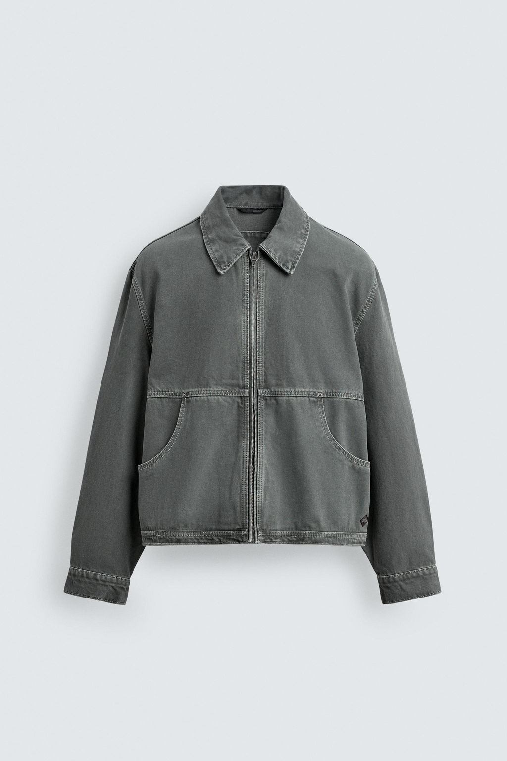CAZADORA BOXY FIT PESPUNTES CONTRASTE / Verde gris - Zara фото 7