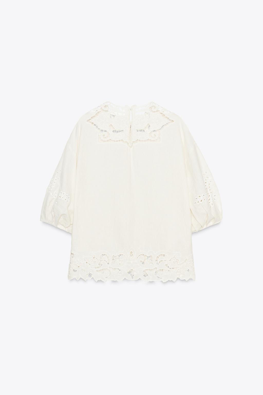 ZW COLLECTION BLOUSE WITH CUTWORK EMBROIDERY - Zara фото 3