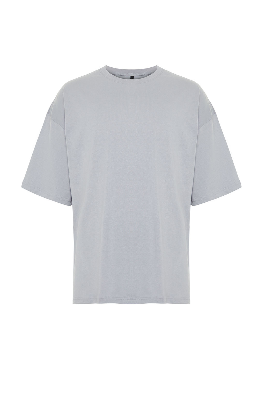 Gri Oversize/Genis Kesim Cicek Bask?l? K?sa Kol %100 Pamuklu T-Shirt TMNSS21TS1223