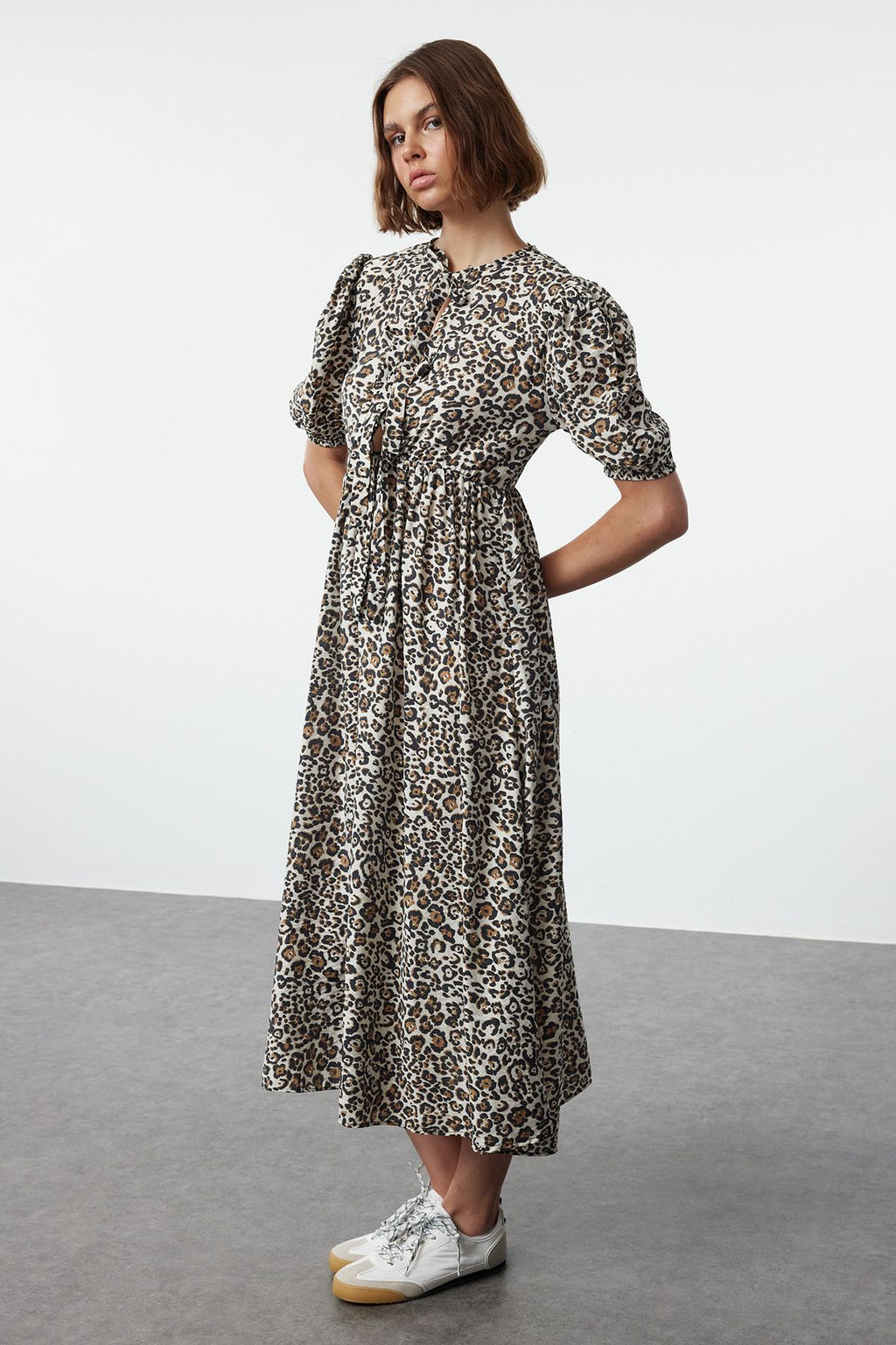 Trendyolmilla Cok Renkli Animal A-line Maxi Dokuma Elbise TWOSS24EL01140  фото 2