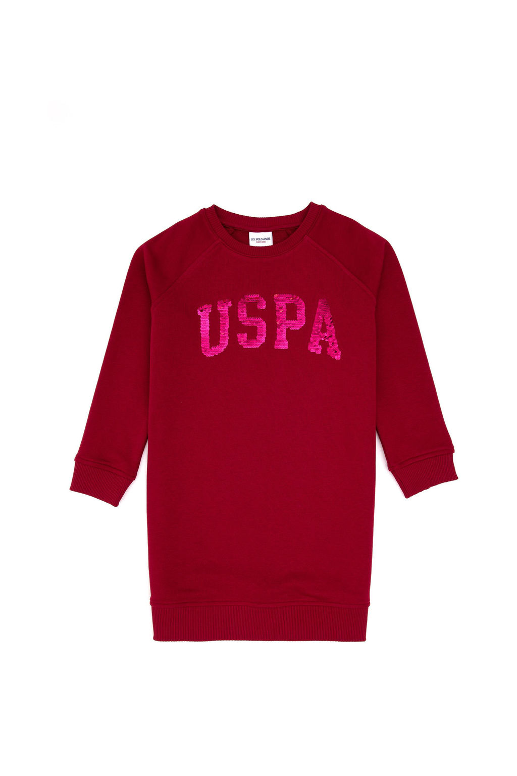 K_z _ocuk Koyu Frambuaz Payet Detayl_ Bisiklet Yaka Sweat _rme Elbise Sepette S_rpriz _ndirim - U.s. polo assn фото 2