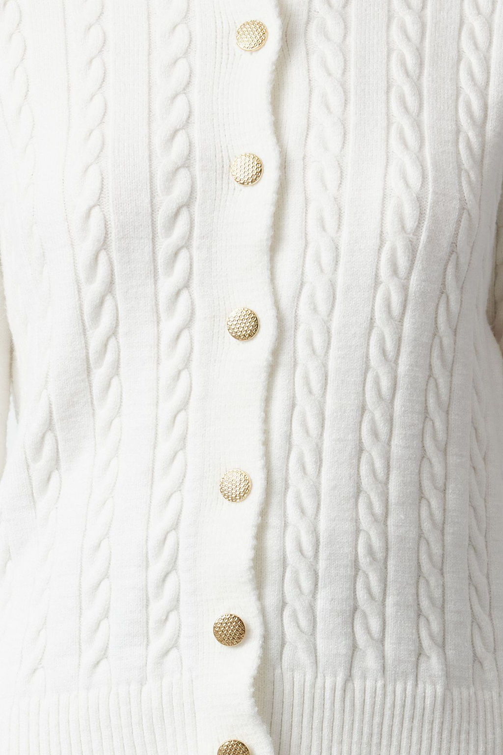 Ekru Merserize Gorunumlu Premium/Ozel Iplik Orgu Detayl? Ceket Gorunumlu Triko H?rka TWOAW25HI00229