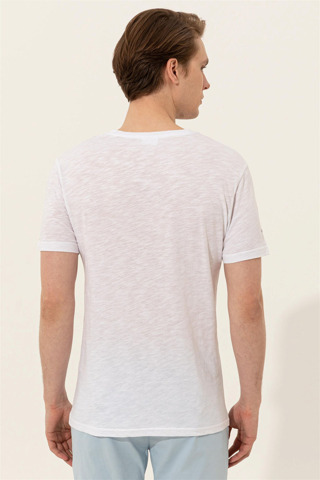 Мужская белая футболка с v-образным вырезом Basic - U.s. polo assn фото 12