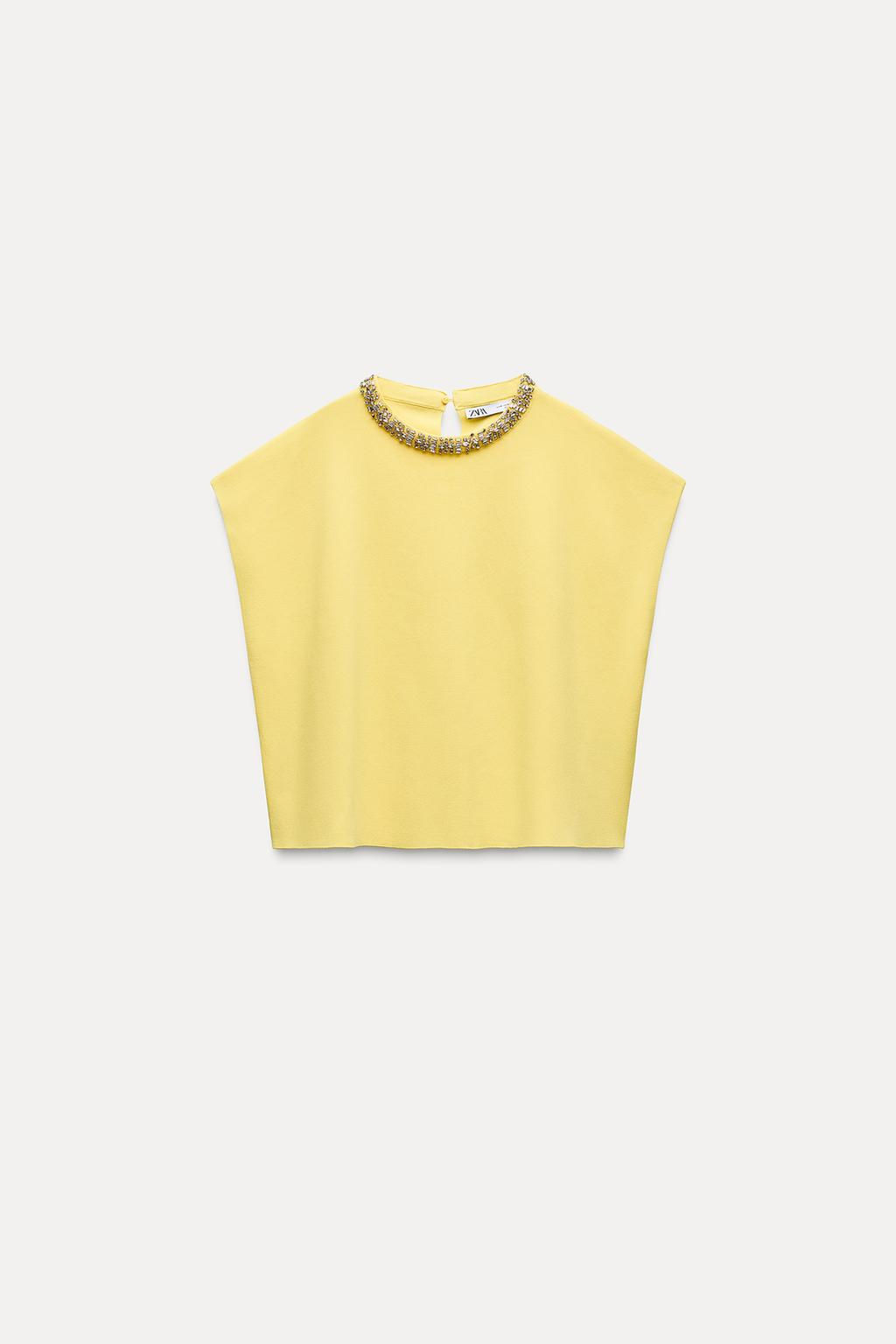 PLAIN KNIT TOP WITH RHINESTONE BEADS - Zara фото 12