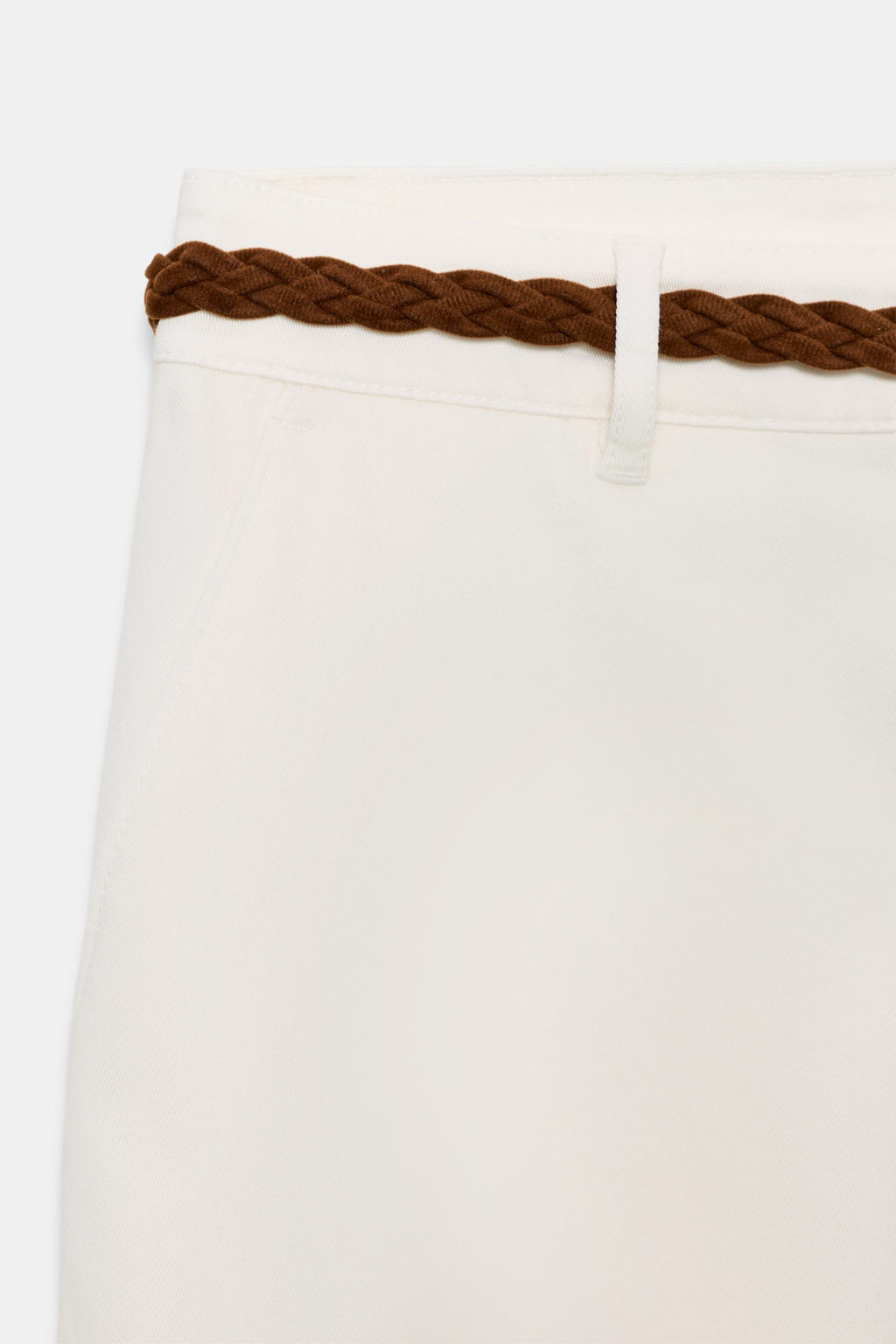 PANTAL?N CHINO CINTUR?N TRENZADO / Crudo - Zara фото 7