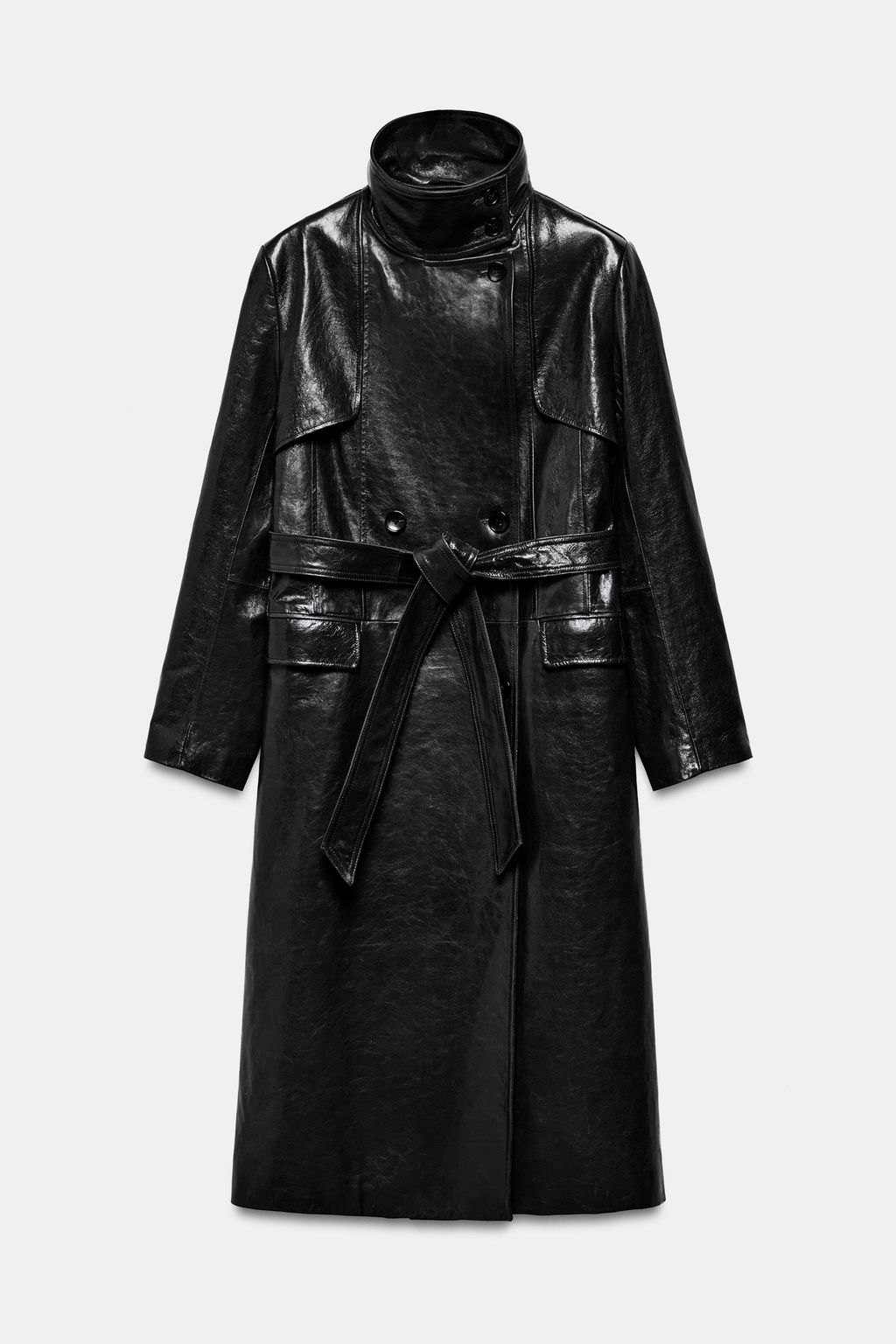 TRENCH PIEL100% HOMBRERAS ZW COLLECTION LIMITED EDITION / Negro - Zara фото 10