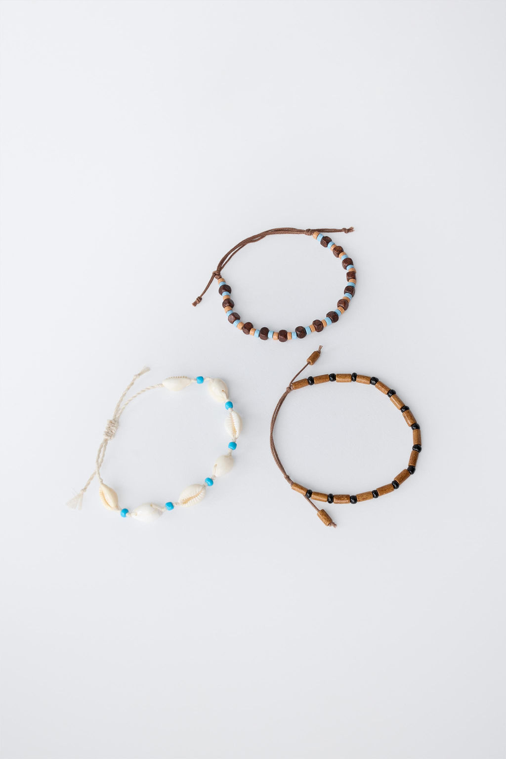PACK TRES PULSERAS ABALORIOS CONCHAS / Marr?n - Zara фото 3