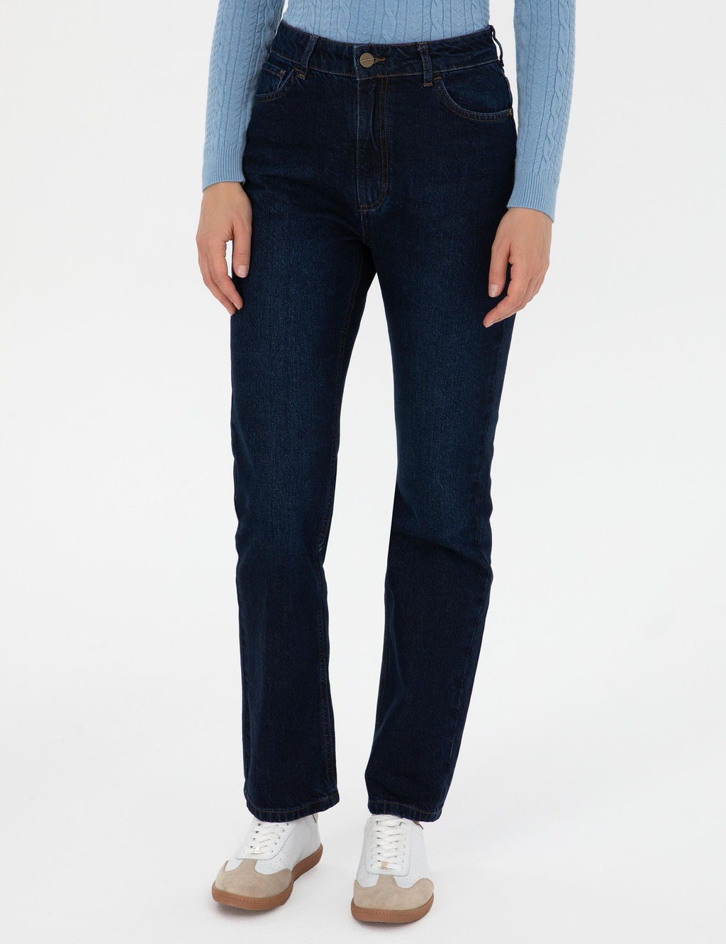 Lacivert Straight Fit Jean Pantolon