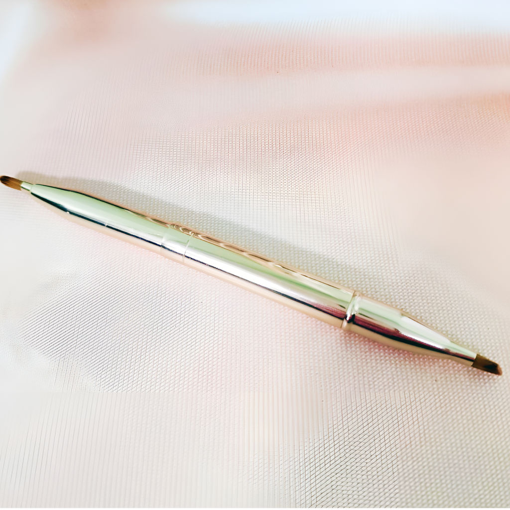 Nail Art Двусторонняя кисть для макияжа бровей и губ с колпачком, золотистый  фото 2