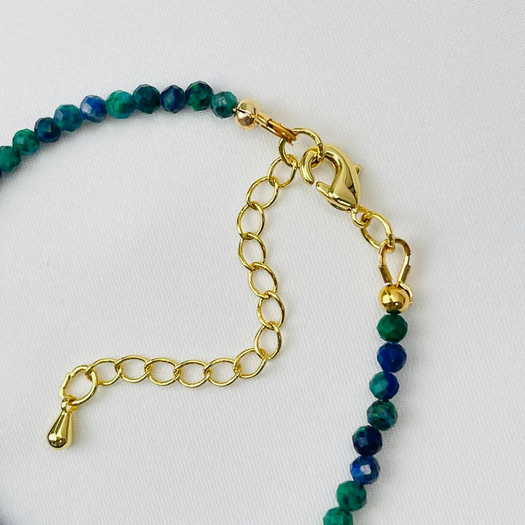 Браслет из Азурита и Лазурита с подвеской "Перо" 18,5 см +