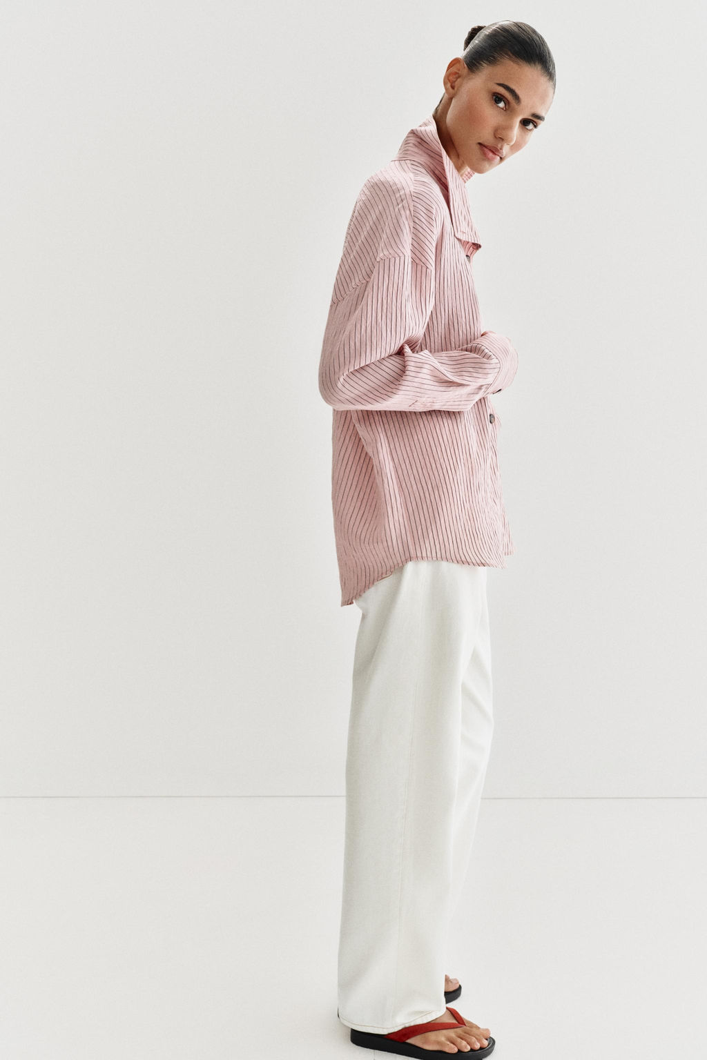 CAMISA CUELLO SUBIDO RAYAS / Rosa - Zara фото 8