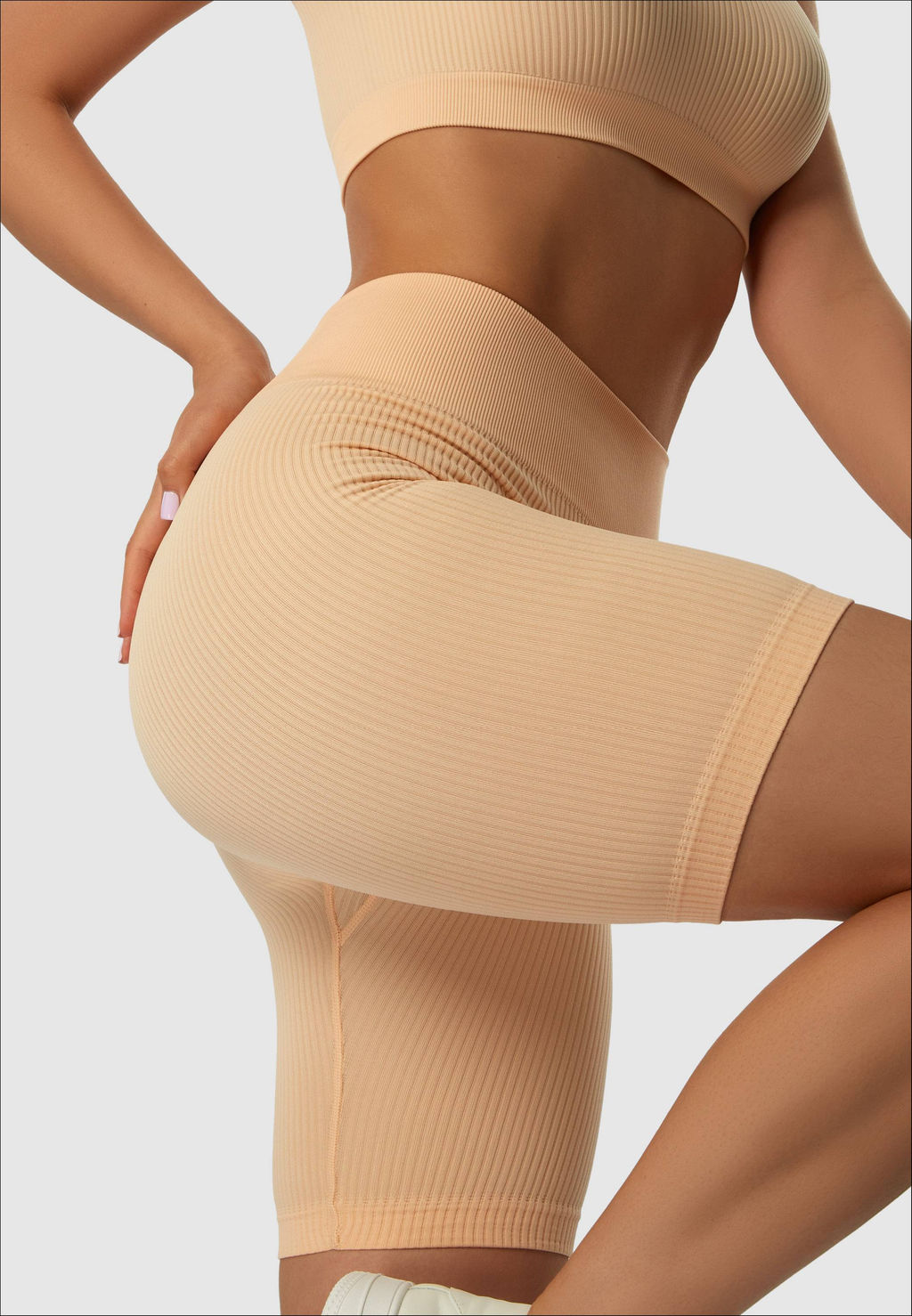 TEKSA Шорты женские высокая талия WHS 001 beige rose