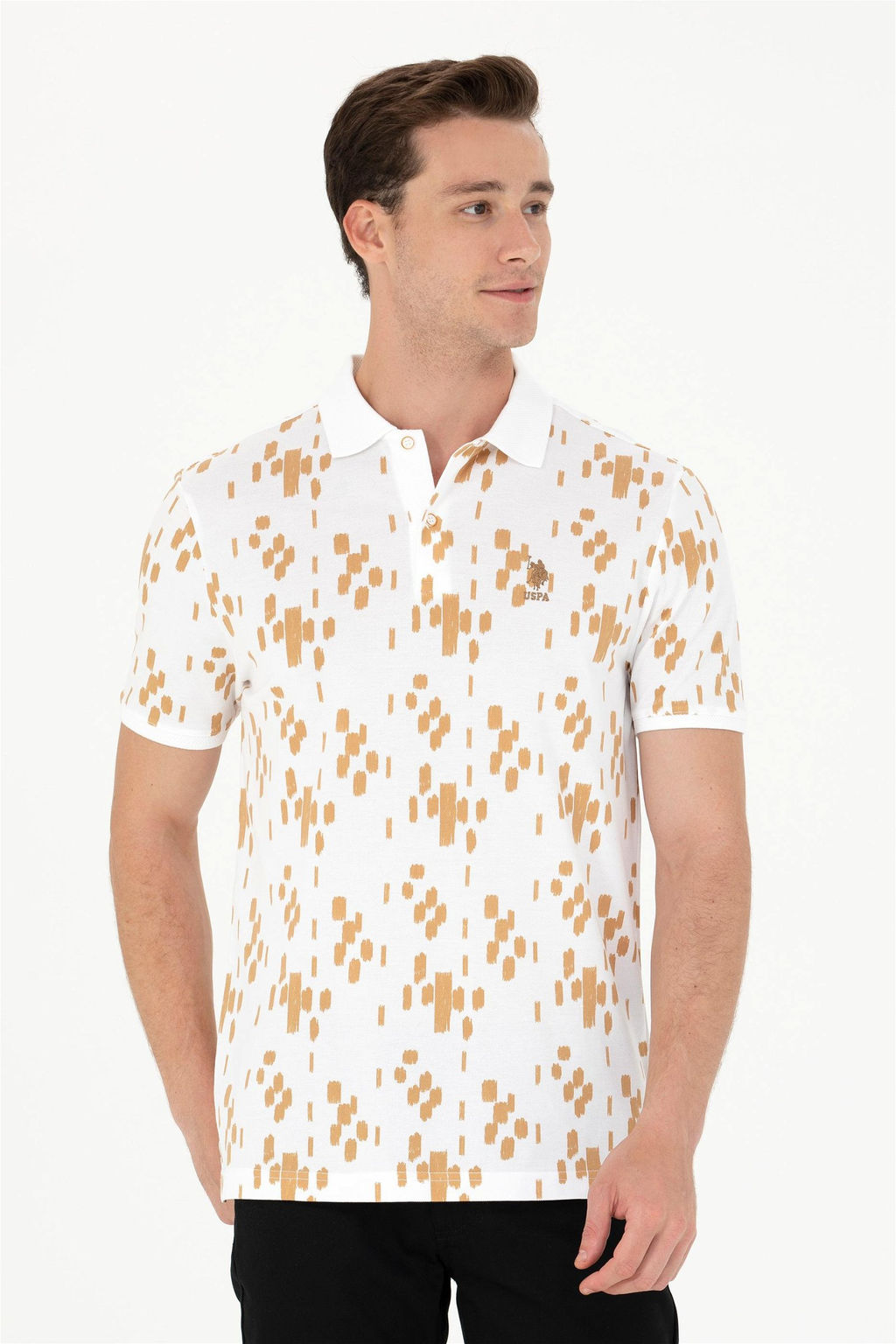 U. S. Polo Assn Мужская футболка светло-коричневого цвета с воротником-поло - U.s. polo assn фото 10