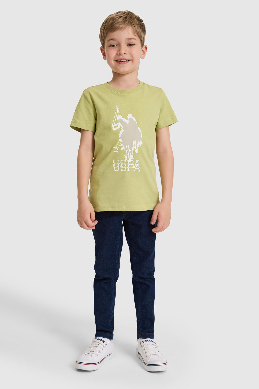 Erkek _ocuk Ye_il Bisiklet Yaka Ti__rt - U.s. polo assn фото 4